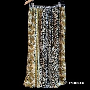 Vintage La Femme 2X Animal Print Long Skirt Flowy Brown Black White